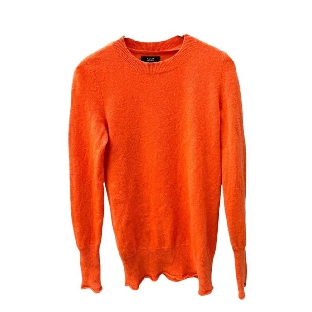 Dopamine Dressing Maximalist Aqua 100% Cashmere Crewneck Sweater Orange - S